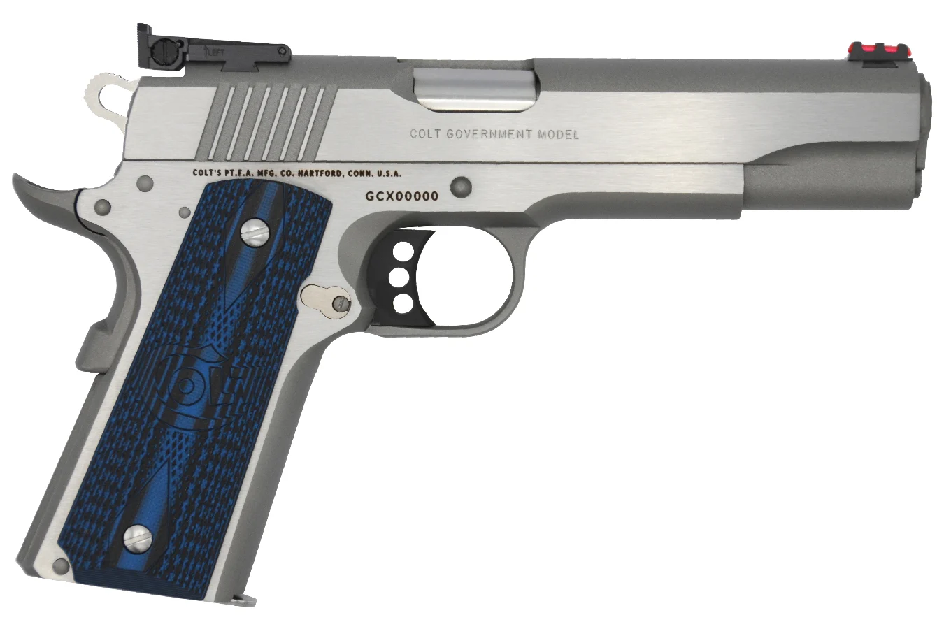 Colt 1911 Gold Cup Lite 45 ACP Stainless Pistol with Blue G10 Grips