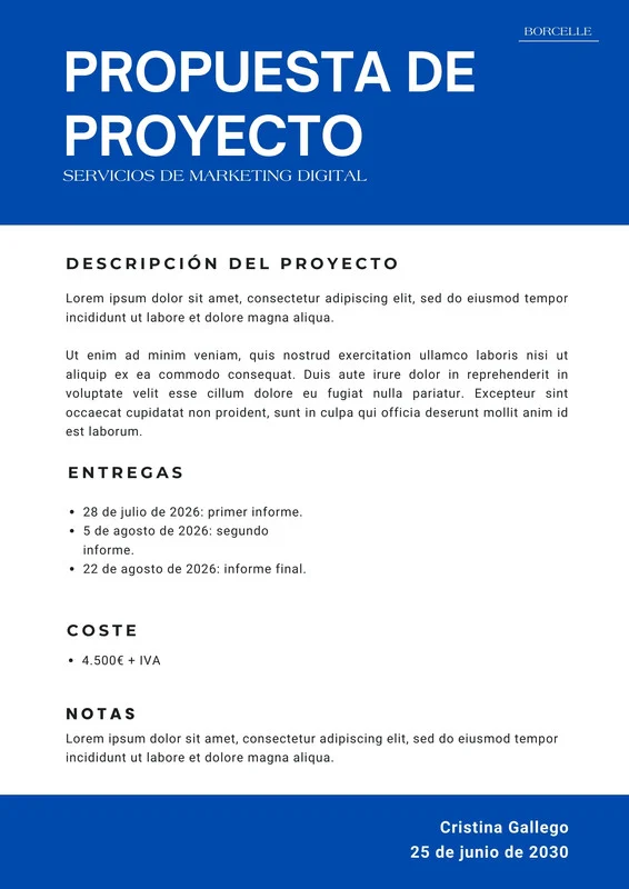 Plantillas de propuestas de proyectos gratuitas para editar e imprimir